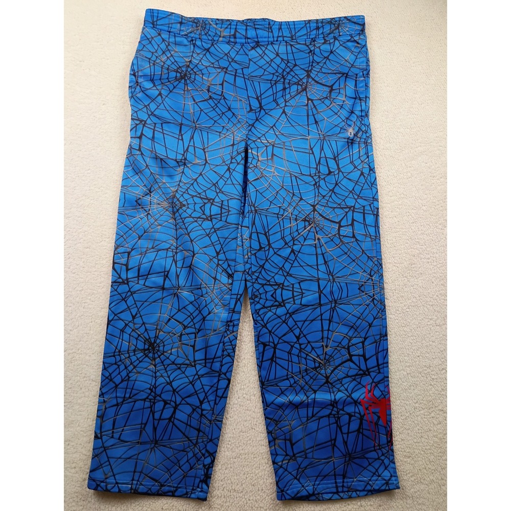 Spyder Marvel Spider-Man Pants Kids XL 18 Blue Good Web Print Fleece Athletic - Picture 2 of 13